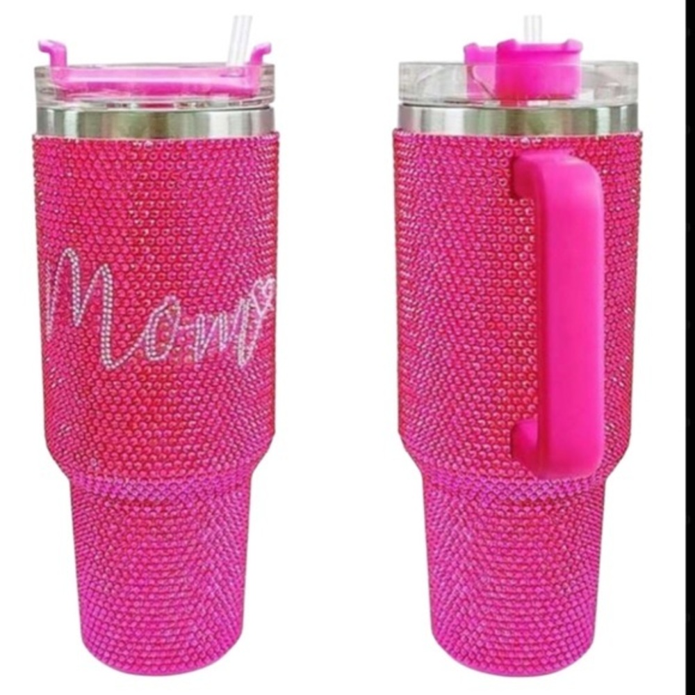 Pink Rhinestone Tumbler Mom